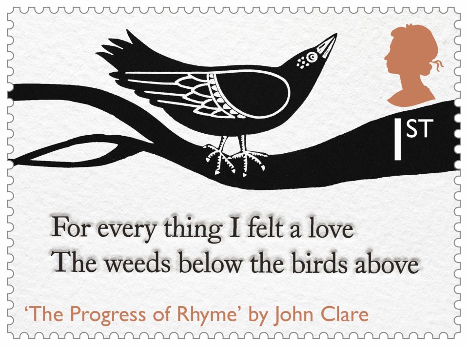  A stamp marking John Clare's famous work 'The Progress of Rhyme'