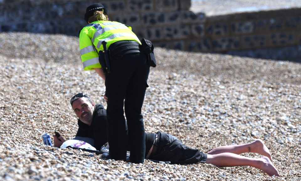  An officer asked people to leave Brighton beach today