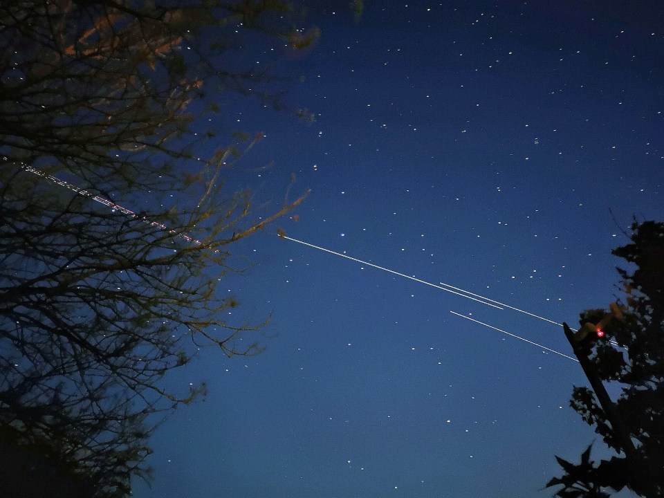  Starlink satellites also appeared above the UK on Sunday evening. They move like shooting stars and look like bright streaks when captured in long exposure photographs