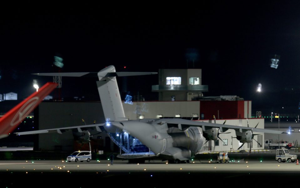  An RAF transport plane sits on the tarmac in Istanbul waiting to load equipment for NHS workers last month