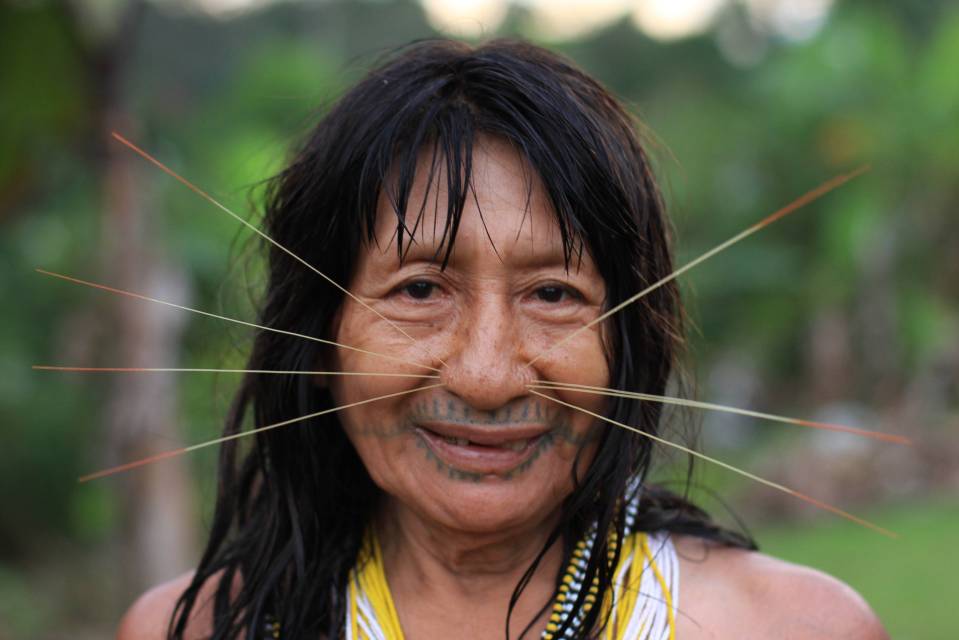 A Matses tribeswoman with eight whiskers
