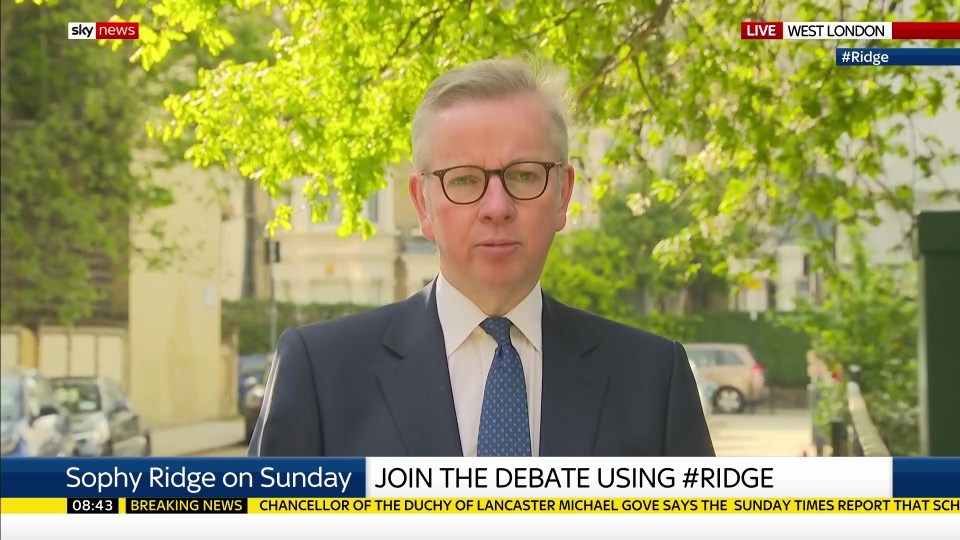  Michael Gove speaks to Sophy Ridge on Sky News