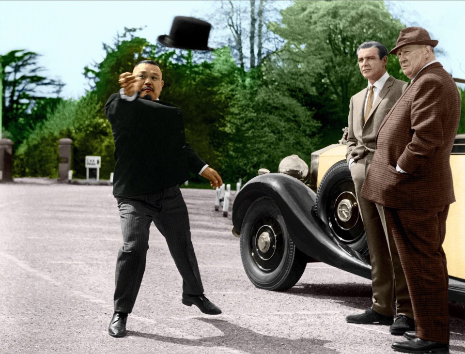  The steel-rimmed hat and weapon belonged to hitman Oddjob