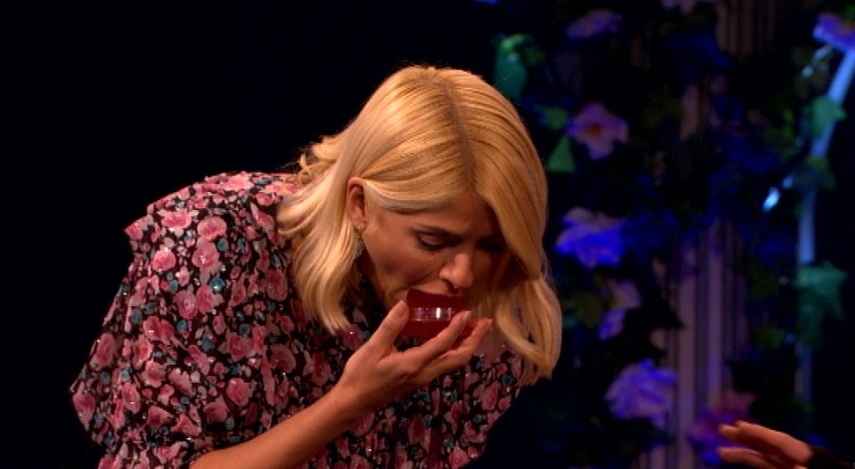 Holly has had many funny moments on the show, including spitting jelly into the mouth of a team-mate