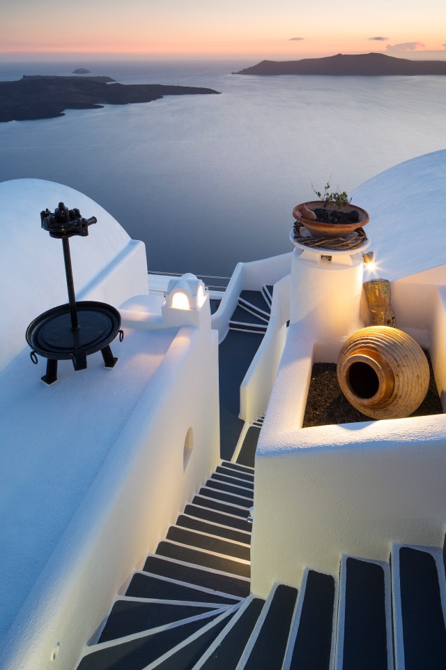 The best photos are taken an hour either side of sunrise or sunset, like this snap taken in Santorini, Greece