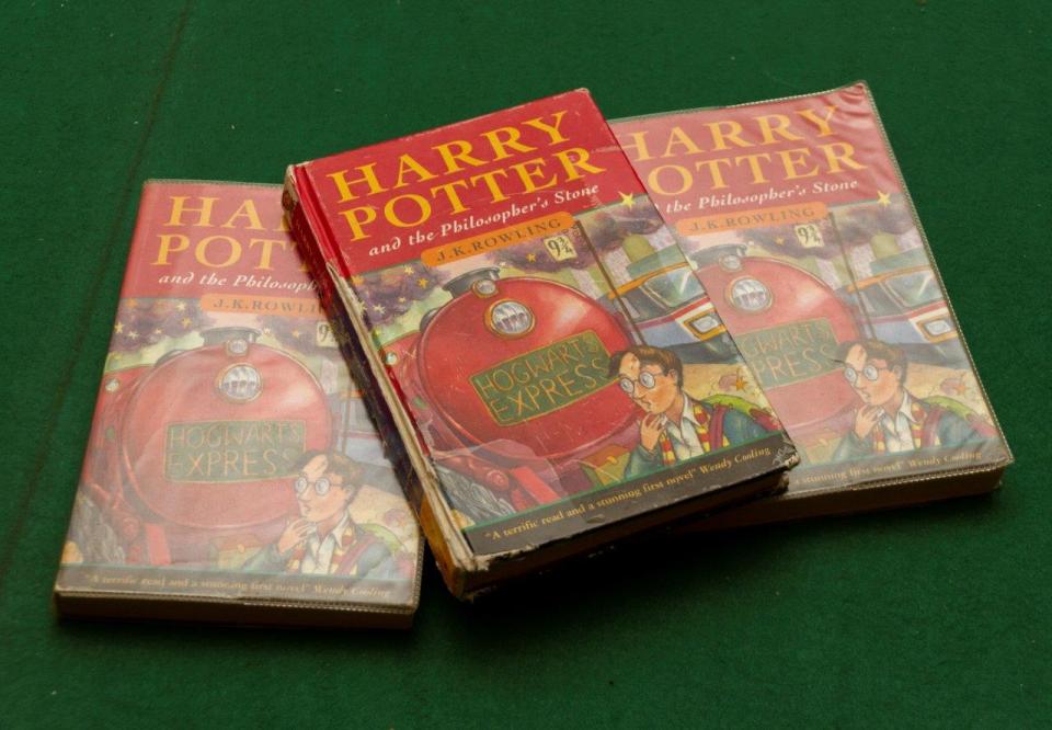 The three incredibly rare first editions were retrieved by a teacher after they were chucked out in a tidy-up at her school