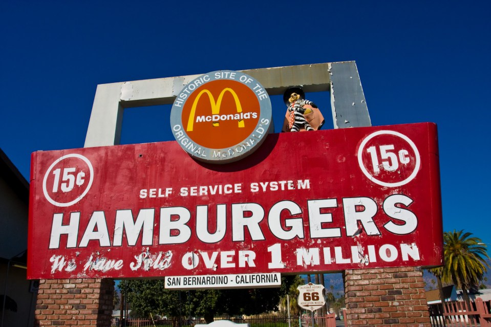  A sign marks the site of the original San Bernardino restaurant