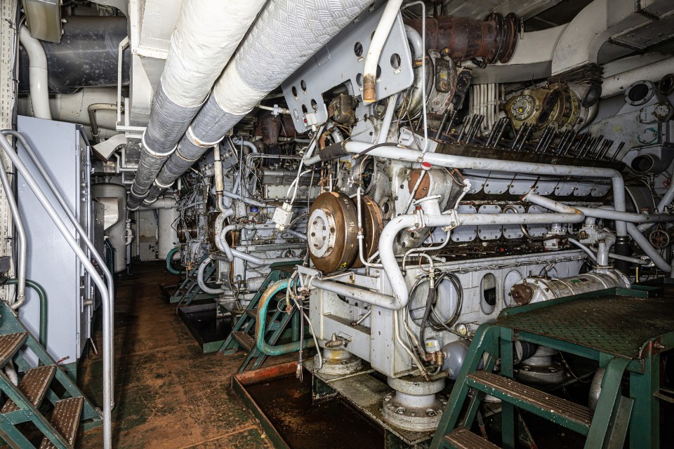  A ship's boiler room