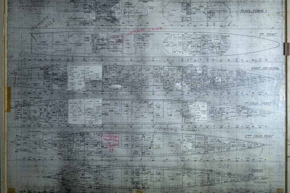  A blueprint of one of the retired ships found on board