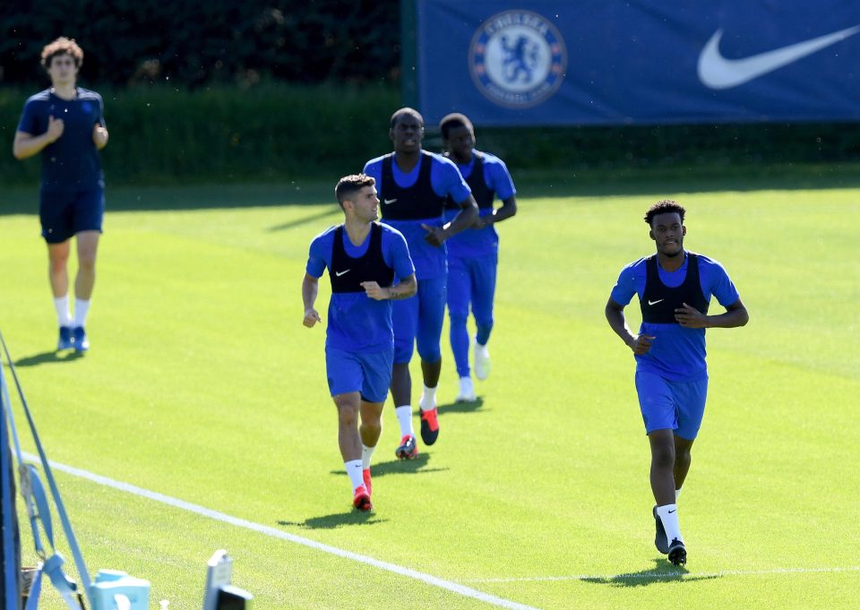 Callum Hudson-Odoi in action during the small group training session on Tuesday