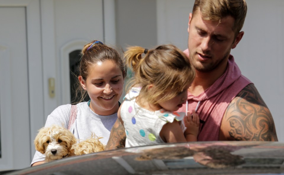  Dan was snapped collecting his girls and Jac from their new house on Tuesday