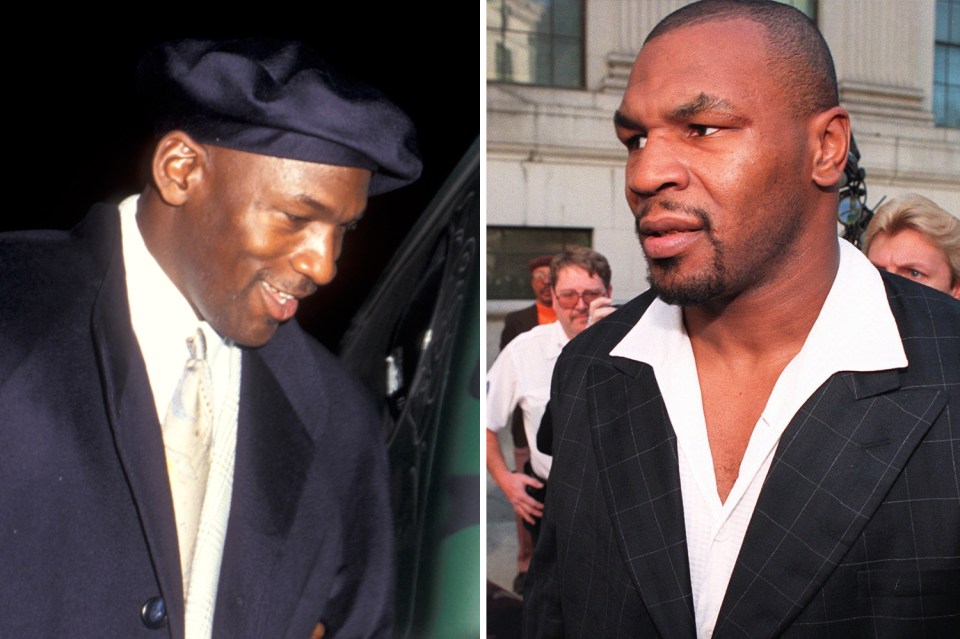  Mike Tyson (right) was arguably at his peak when sidling up to Michael Jordan (left)