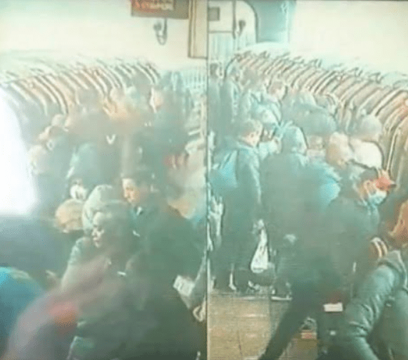  Commuters packed onto the Jubilee Line in London this morning