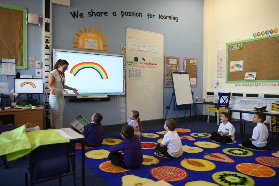 Lessons with reduced class sizes at Queen's Hill Primary School, Costessey, Norfolk