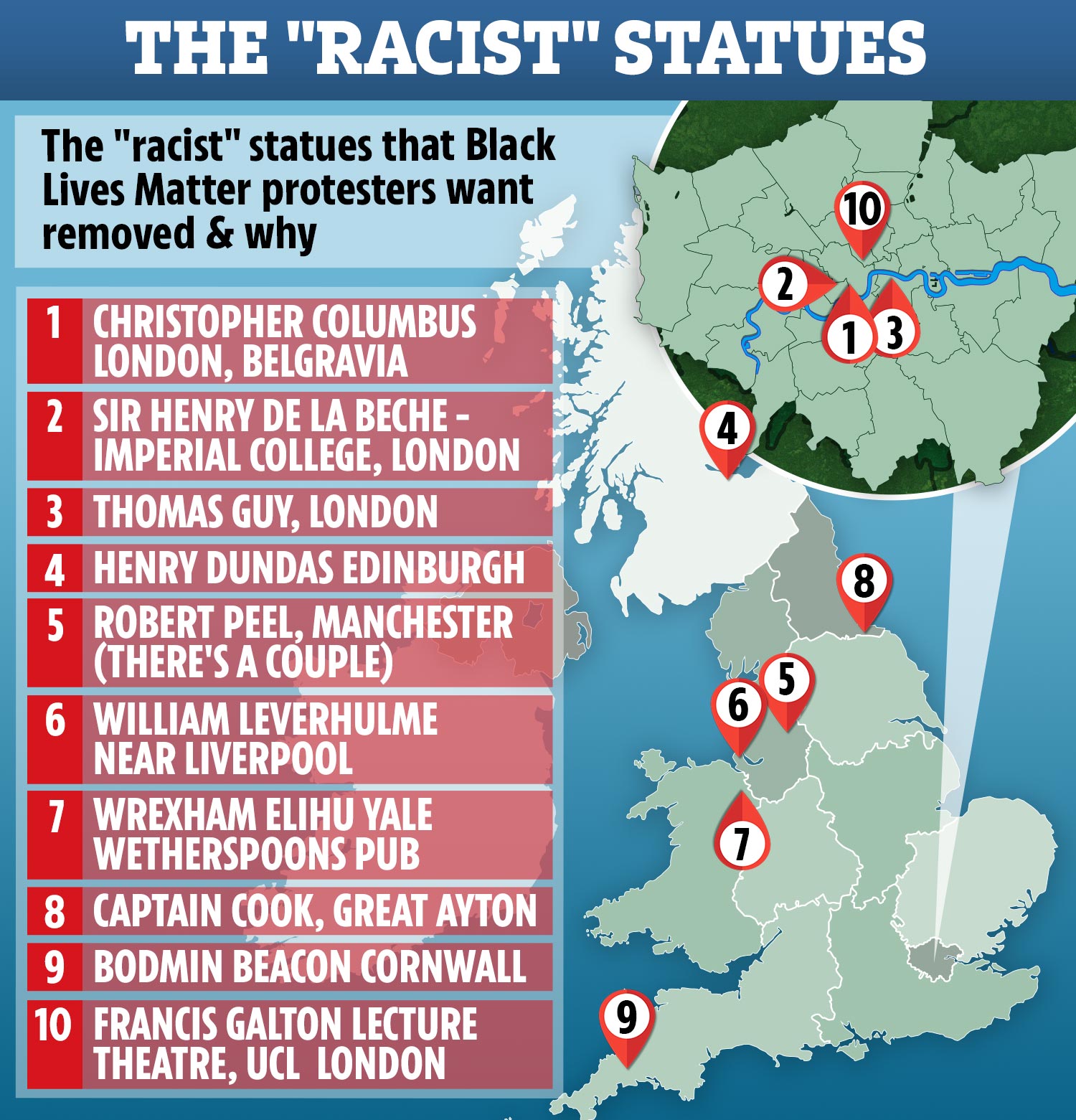 A list of statues activists want removed