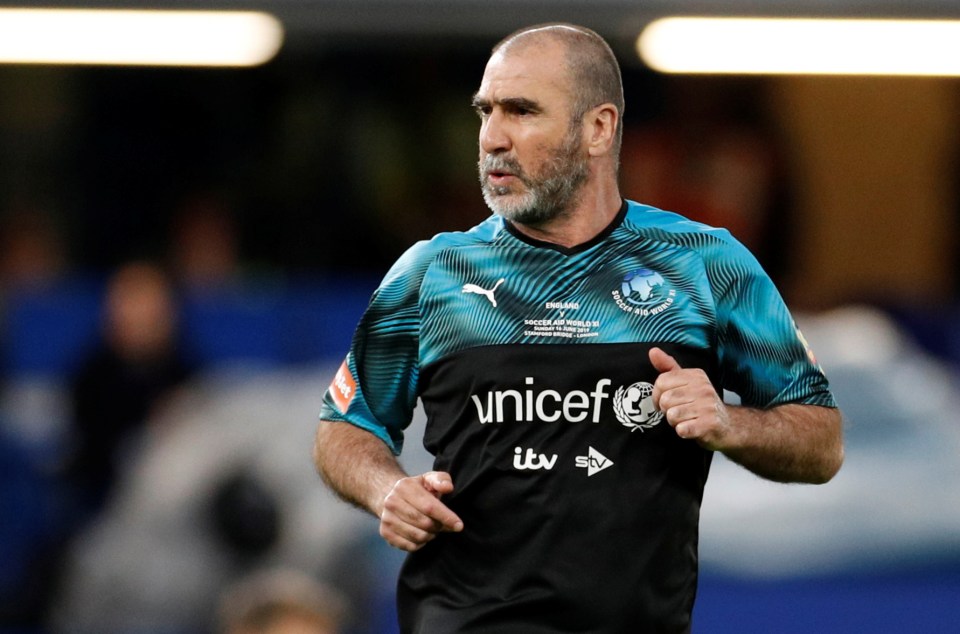 Man Utd legend Eric Cantona appears for the World XI at Stamford Bridge last year