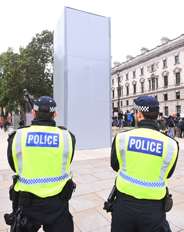 Churchill's statue was boxed up to avoid vandalism in London