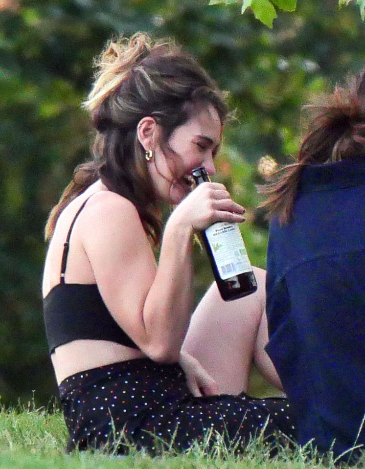 Lily didn't let the high pollen count stop her from enjoying a spot of drinking