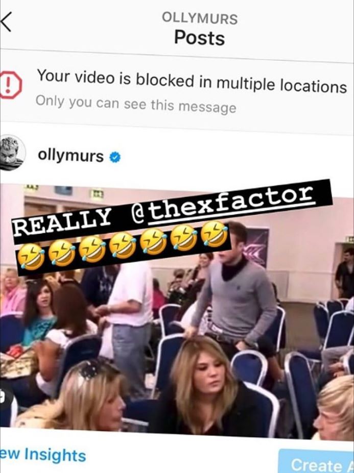 Olly wasn't happy that he couldn't post his audition footage