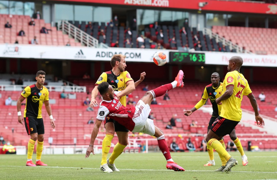 Pierre-Emerick Aubameyang nabbed a brace as he chased the Golden Boot