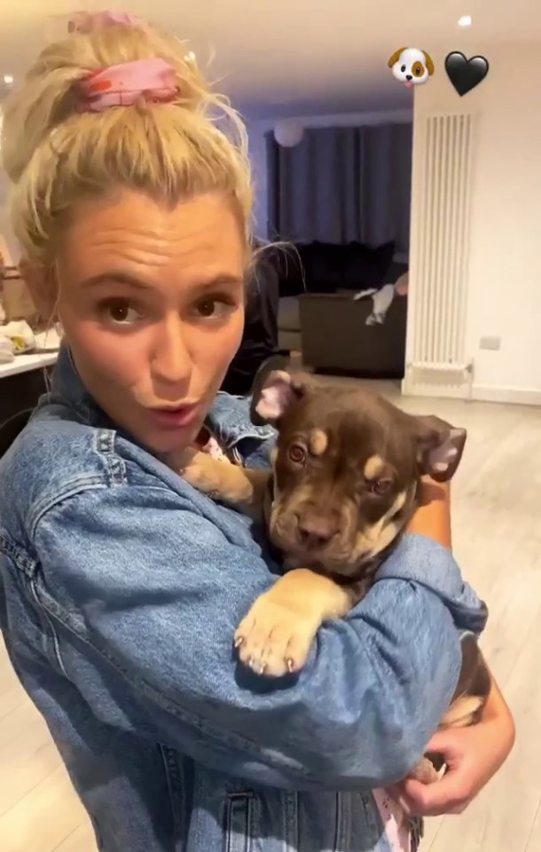 Love Island's Lucie Donlan was seen cuddling the boys' dog Kehlani