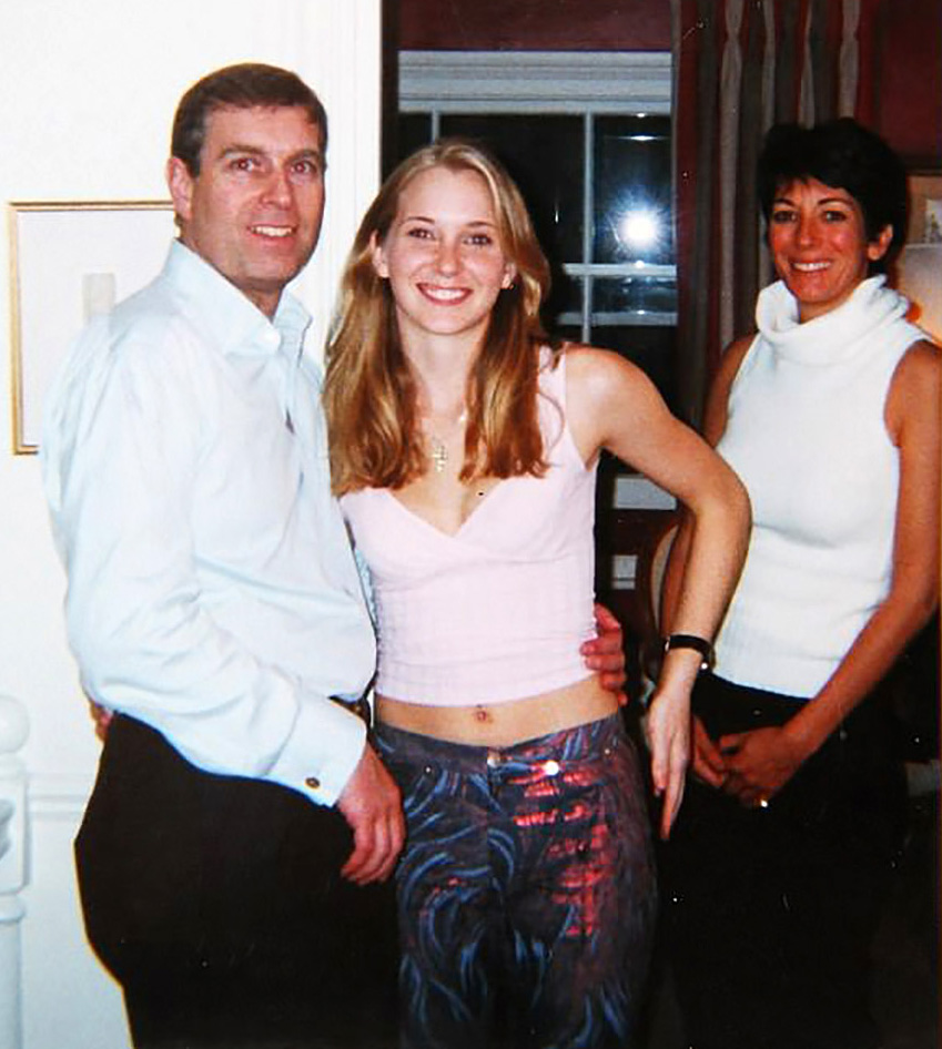 Prince Andrew with teenager Virginia Roberts and Ghislaine Maxwell