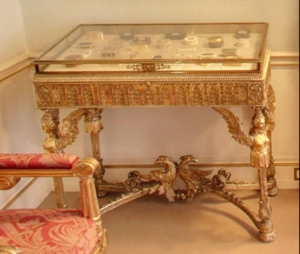 This elaborate table from the late 1770s is used for displaying trinkets