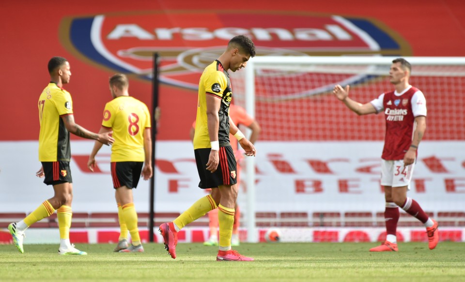 Watford players were dejected at full-time on Sunday