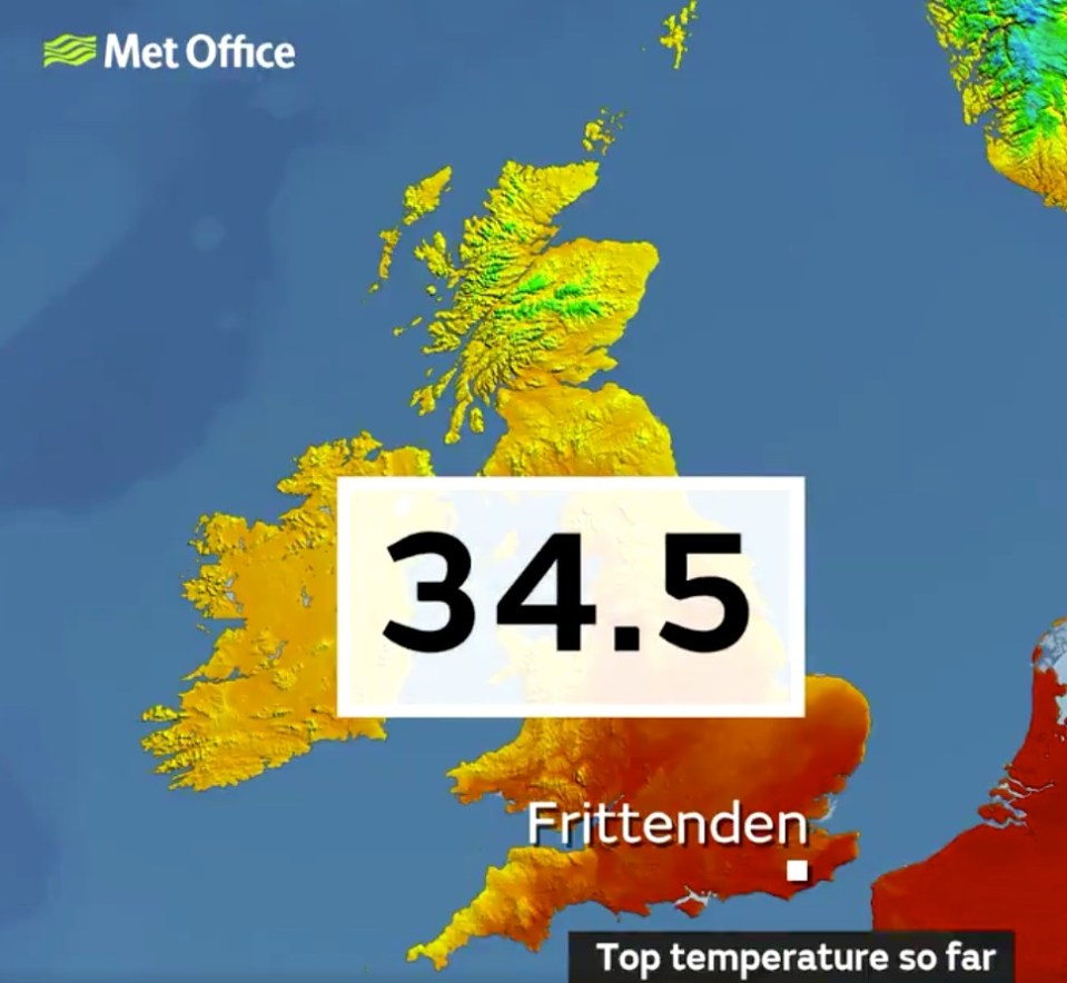 Frittenden in Kent saw the highest temperature today