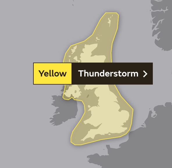 The Met Office's yellow weather warning covers the entire country