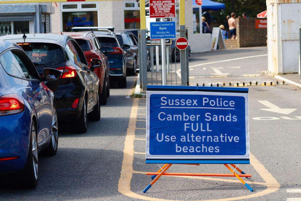 The car park at Camber Sands shut early