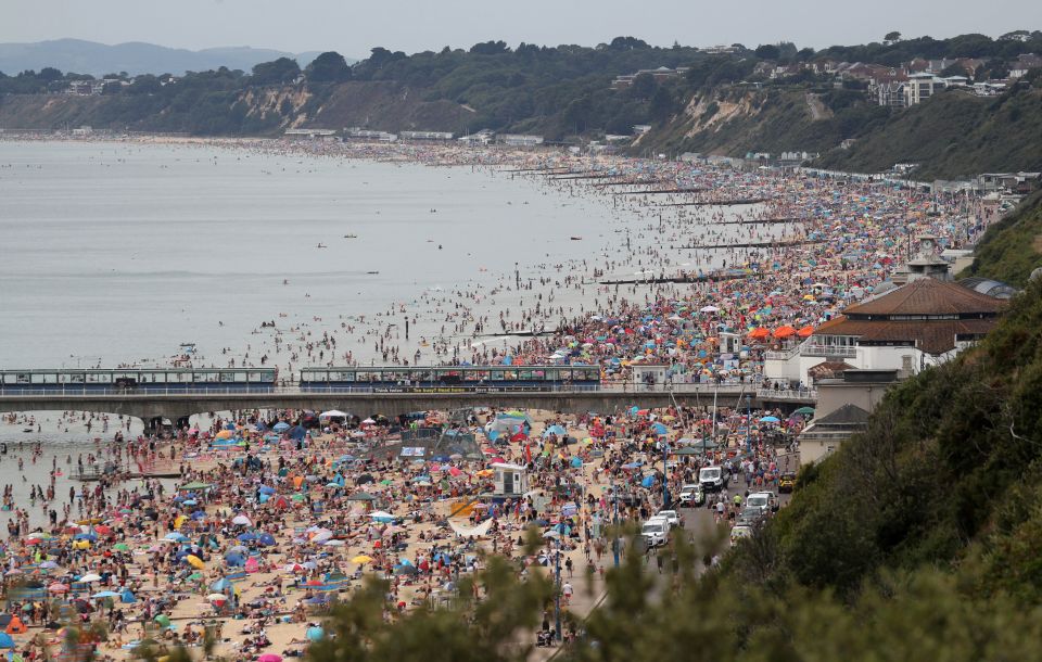 Bournemouth beach was packed yesterday for the second day in a row