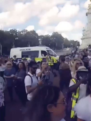  The protesters were gathered in central London on Saturday afternoon
