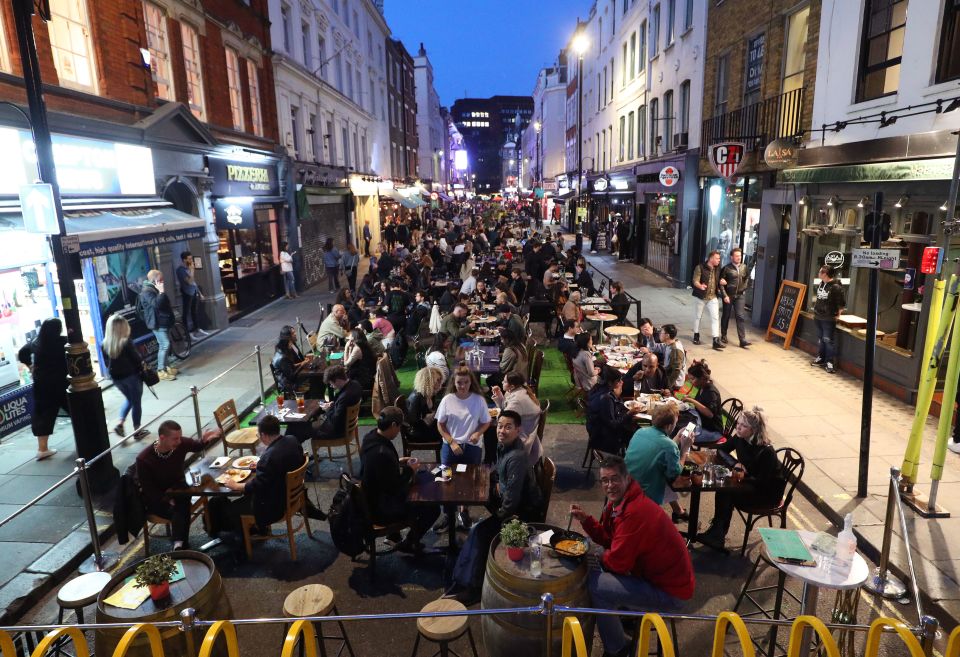 Old Compton St, in the heart of Soho, was filled with diners on Monday evening