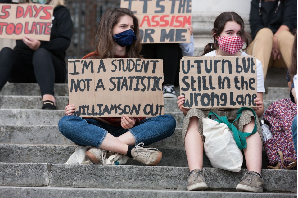 Students took to the streets over the weekend to protest the A-Level debacle