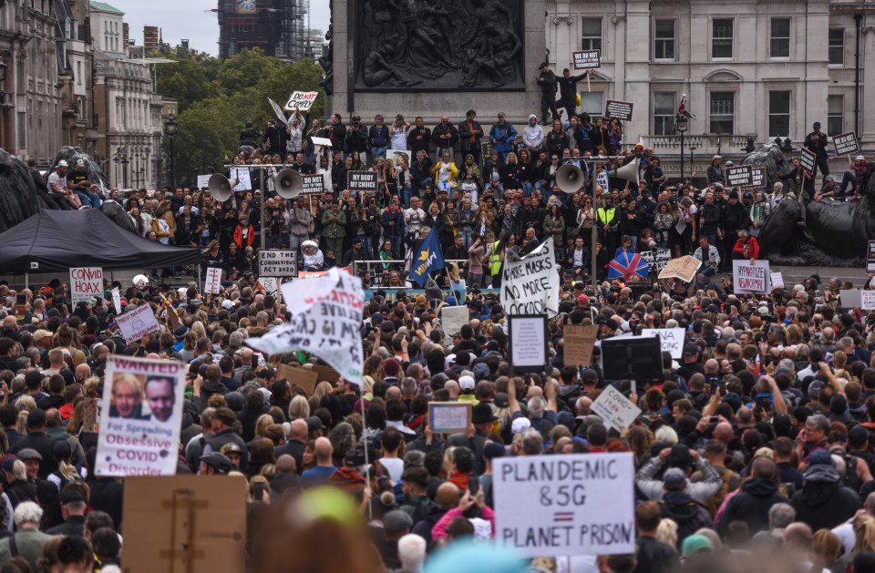 Anti-mask protesters gathered in central London for the Unite for Freedom protest