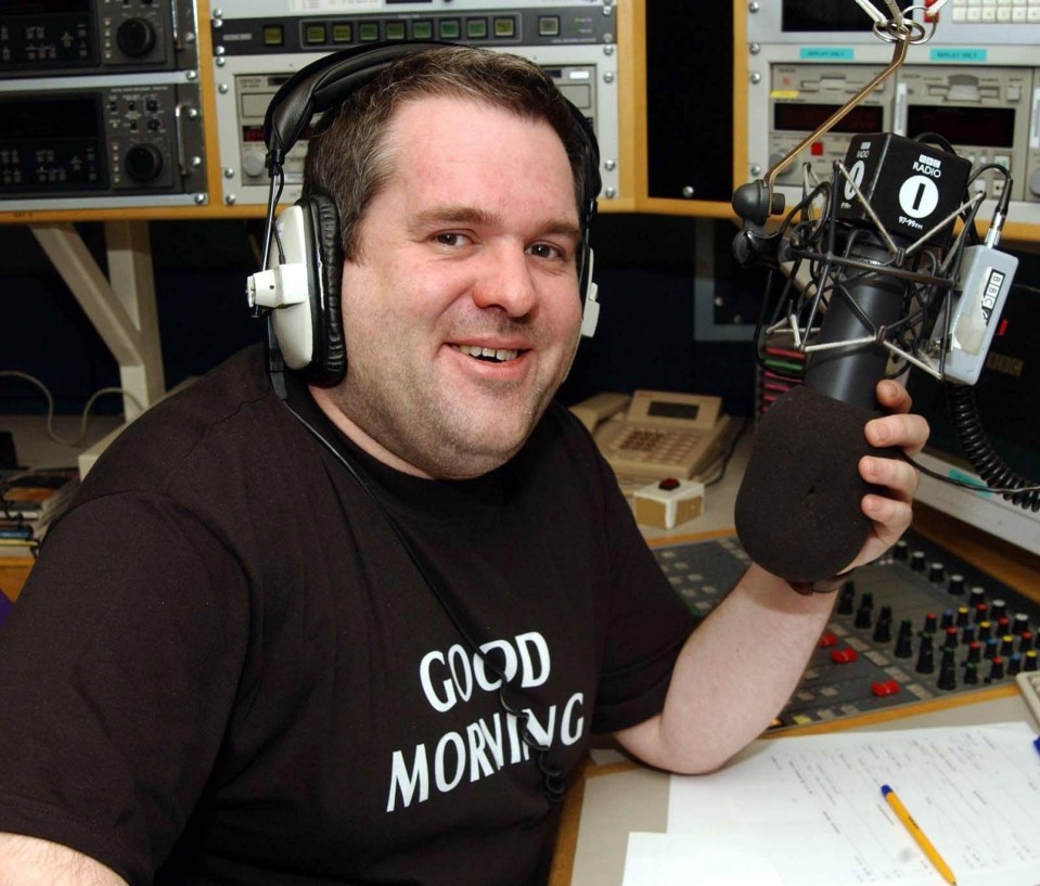 Chris Moyles in the driving seat on the breakfast show back in 2004
