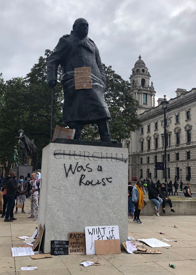 The wartime PM's statue was sprayed during Black Lives Matter protests earlier this year