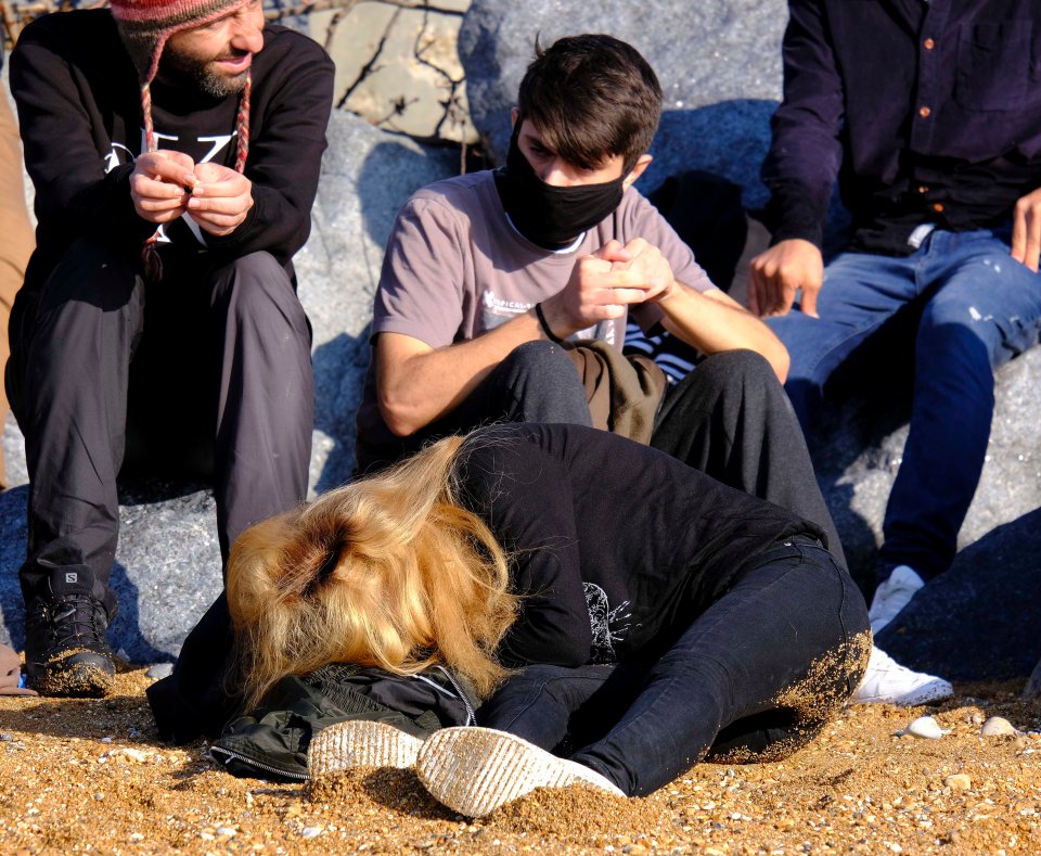 The woman collapsed from exhaustion after making the journey across The Channel 