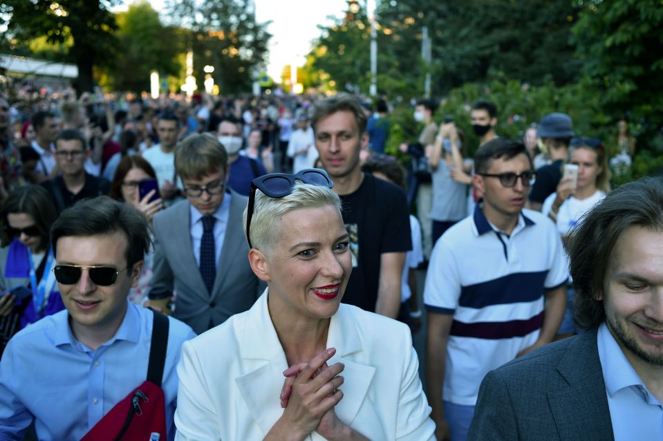 Kolesnikova this morning told protesters she would never get tired of campaigning for a peaceful change of power