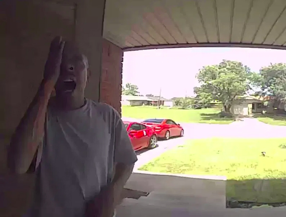 The nightmare incident was caught on his friend's doorbell camera