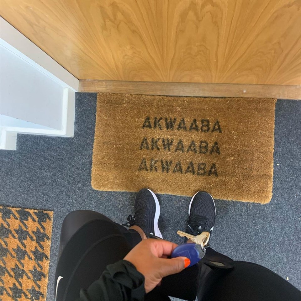 Clara's welcoming mat outside her front door