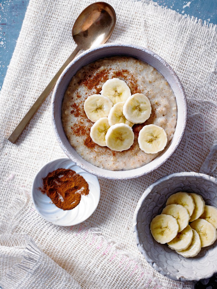 Porridge with banana and cinnamon is on Wednesday's menu