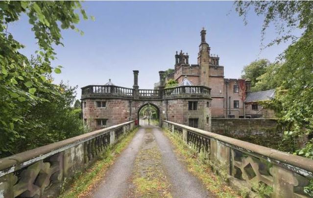A sandstone bridge has replaced the old drawbridge