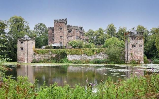 The original moat still exists at the stunning 13th-century Caverswall Castle