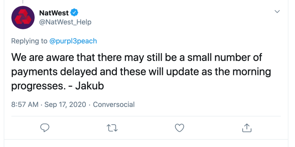 But it added that some payments were still delayed 