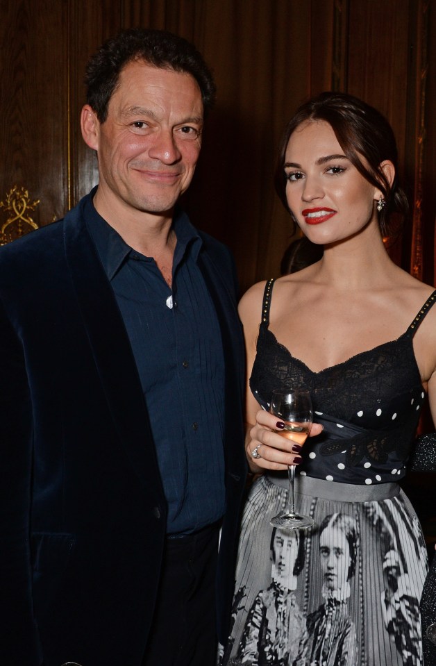 Dominic, seen here with Lily James at an awards show in London in 2018