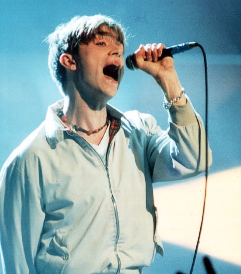 The pop icon as frontman of chart-toppers Blur in 1996