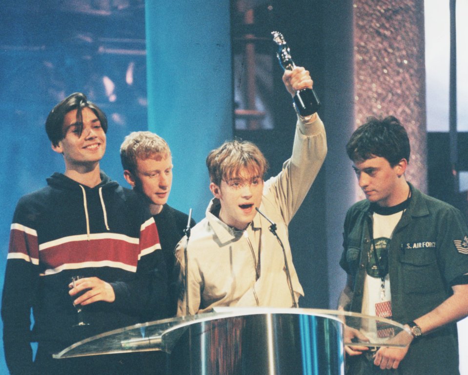 Blur receive one of four Brit Awards for best single, best group, best album and best video in 1995
