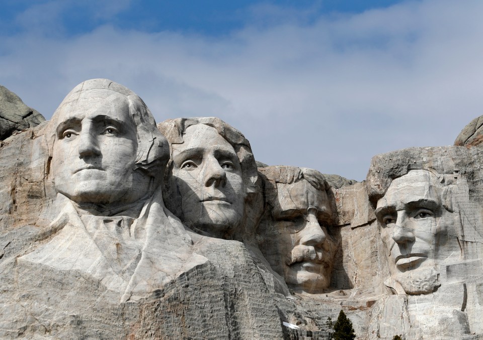 The iconic American National Memorial sculpture in South Dakota features the carved heads of former presidents